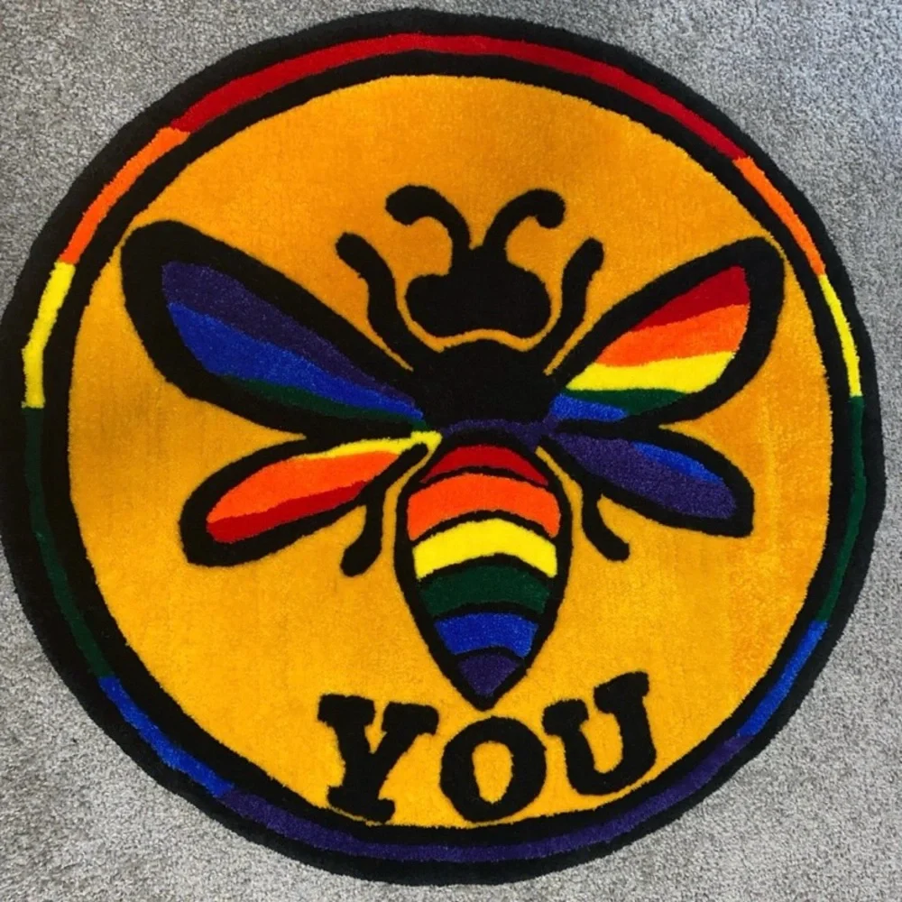 Vibrant Multicolor Bee Rug